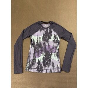 Smartwool Merino 250 Long Sleeve Base Layer Deep Navy Forest Scape Size Small